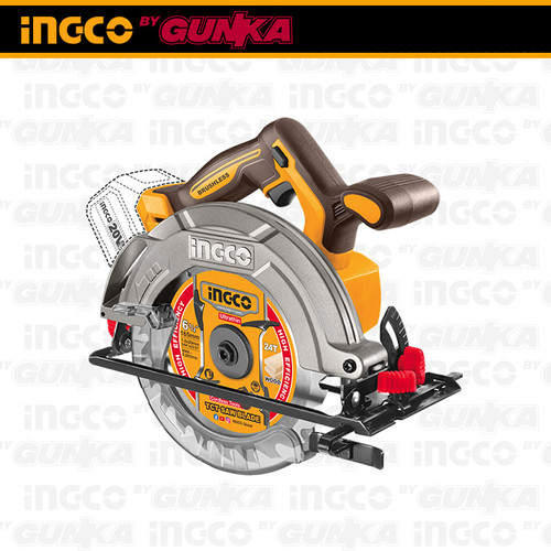 P20S Cordless Circular Saw (165mm/6½") INGCO CSLI1652 Gergaji Kayu Serkel Sirkular Mata Bulat Lurus Miring Kayu Papan Triplek Multiplek