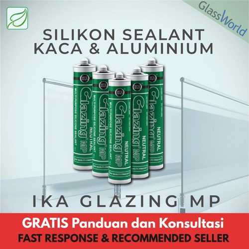 Glazing MP Green (Clear 300 ml Neutral) Silicone Sealant Silikon Silen GLAZING IKA Hijau Lem Kaca & Aluminium Non-Asam Paintable Kualitas WACKER GP-N Kemasan Tabung - Netral Bening
