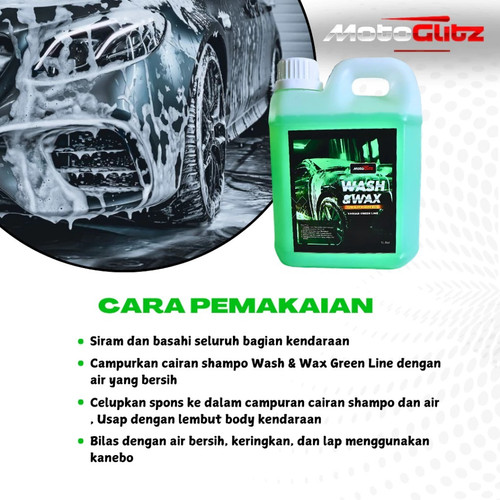 Snow Wash & Wax (Green Line 1L) MotoGlitz Shampoo pH Balance Cuci Mobil dan Motor Sampo Pencuci Mobil Motor Shampo Busa Salju - Distributed by GUNKA