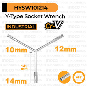 Y-Type Socket Wrench (Cr-V 10-12-14 mm) INGCO HYSW101214 Kunci Sok Y