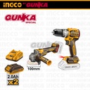 [Bundle] P20S Cordless Brushless Impact Drill CIDLI20602-GK+ Angle Grinder CAGLI21104-GK + 2 Baterai Charger - Bor Impact Gerinda Baterai Portable