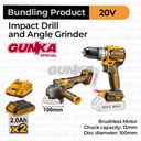 [Bundle] P20S Cordless Brushless Impact Drill CIDLI20602-GK+ Angle Grinder CAGLI21104-GK + 2 Baterai Charger - Bor Impact Gerinda Baterai Portable