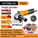 Angle Grinder (4"/100mm) INGCO AG71182-GK Mesin Gerinda Tangan 4 Inch