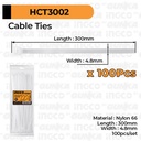100-Pcs Cable Ties (30cm Putih) INGCO HCT3002 Tali Kabel Tis Tie Nylon
