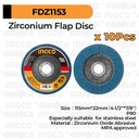 10-Pcs Zirconia Flap Disk (P80) INGCO FDZ1153 Mata Gerinda Stainless