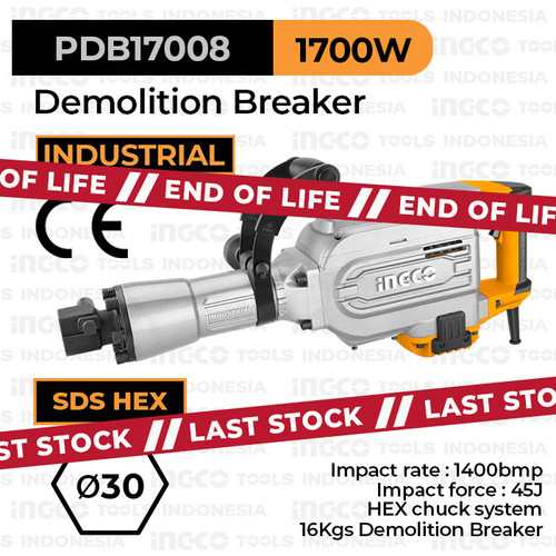 Demolition Jack Hammer (16 Kg, 45J) INGCO PDB17008 - Mesin Bobok Beton