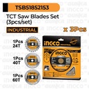 3-Pcs TCT Saw Blades (7 1/4"/185mm) INGCO - Mata Gergaji Circular Inch