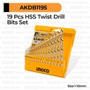 19Pcs HSS Twist Drill Bits 1-4.5-7.5-10mm INGCO AKDB1195 Mata Bor Besi