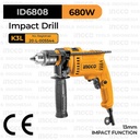 Impact Drill (13 mm, 680W) INGCO ID6808 Bor Tembok 13mm Variable Speed