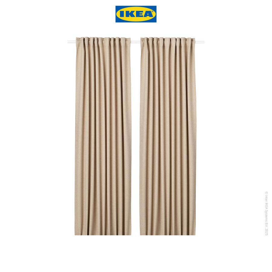 IKEA ANNAKAJSA Gorden Anti Tembus Cahaya 1 Pasang Krem 145x250 cm