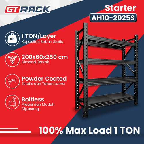 RAK BESI 1 TON 4 SUSUN 2.5 METER - AYORACK RACK GUDANG AH10-2025 TINGKAT RAK DISPLAY TOKO FURNITURE