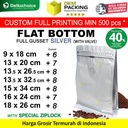 Kemasan Kopi FLAT BOTTOM FULL GUSSET VALVE SILVER Standing Pouch Coffee Bag Biji Bubuk Plastik Klip Ziplock DELKOCHOICE