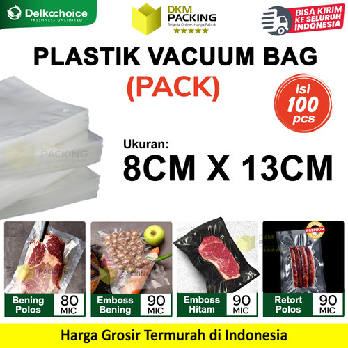 (PACK) VACUUM BAG 8x13cm Plastik Vakum POLOS EMBOSS Vacum Sealer Makanan DELKOCHOICE