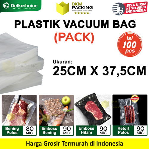 (PACK) VACUUM BAG 25x37,5cm Plastik Vakum POLOS EMBOSS Vacum Sealer Makanan DELKOCHOICE