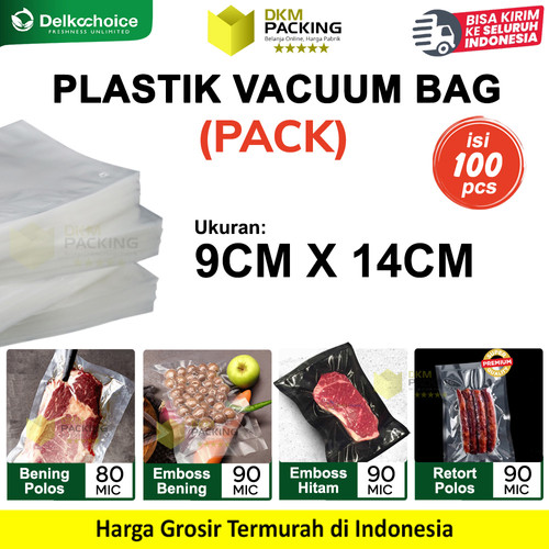(PACK) VACUUM BAG 9x14cm Plastik Vakum POLOS EMBOSS Vacum Sealer Makanan DELKOCHOICE