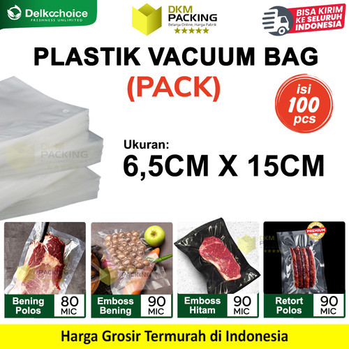 (PACK) VACUUM BAG 6,5x15cm Plastik Vakum POLOS EMBOSS Vacum Sealer Makanan DELKOCHOICE