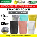 Standing Pouch 19 x 29cm NON WINDOW METALIZE Plastik Klip Ziplock Aluminium Metalizing Foil DELKOCHOICE