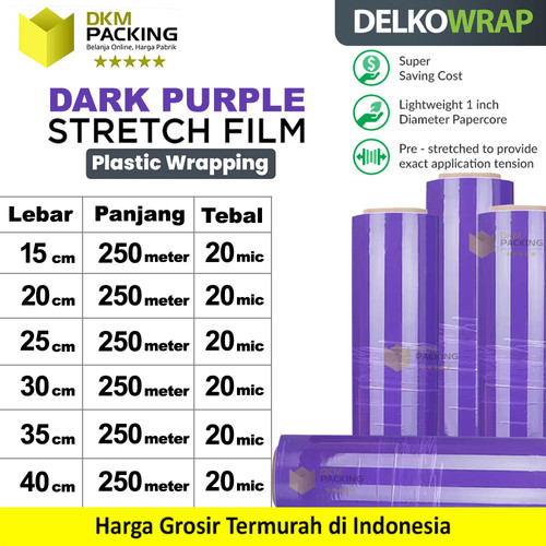 Stretch Film DARK PURPLE Plastik Wrapping UNGU Pembungkus Barang DELKOWRAP / SATUAN