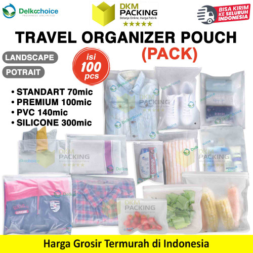 (PACK) Travel Pouch Organizer Zipper Traveling Bag Plastik Ziplock Storage Kantong Penyimpanan Serbaguna DELKOCHOICE
