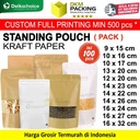 (PACK) Standing Pouch KRAFT PAPER Plastik Klip kemasan Kertas Food Grade Snack Makanan DELKOCHOICE