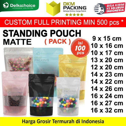 (PACK) Standing Pouch MATTE Plastik Klip Kemasan Buram Food Grade Snack Makanan DELKOCHOICE