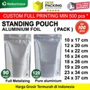(PACK) Standing Pouch ALUMINIUM METALIZING FOIL kemasan Food Grade Snack Makanan DELKOCHOICE