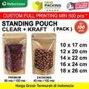 (PACK) Standing Pouch CLEAR KRAFT kemasan Kombinasi Transparan Bening Kertas Food Grade Snack Makanan DELKOCHOICE