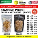 (PACK) Standing Pouch CLEAR METALIZING kemasan Kombinasi Transparan Bening Food Grade Snack Makanan DELKOCHOICE