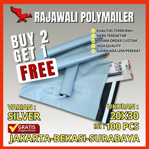 PROMO BELI 2 FREE 1-Plastik Polymailer Warna uk/17/20/35/40 isi100pcs Plastik Packing Online Shop Packing Perekat lem Tebal RAJAWALI