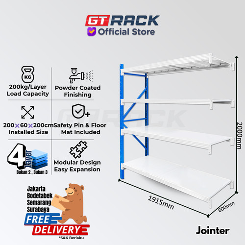RAK BESI 200KG 4 TINGKAT 2 METER RACK GUDANG SUPERMARKET RUMAH GARASI