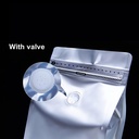 Kemasan Kopi FLAT BOTTOM FULL GUSSET VALVE SILVER Standing Pouch Coffee Bag Biji Bubuk Plastik Klip Ziplock DELKOCHOICE