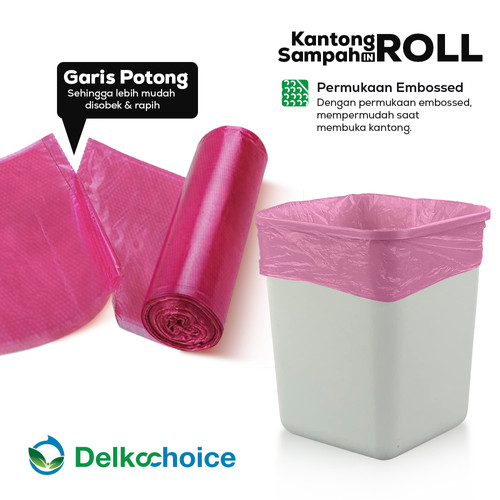 Kantong Plastik Sampah MERAH Red Magenta Trash Bag Warna Premium Virgin Plastic Tebal DELKOCHOICE