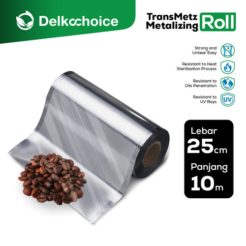Sachet Roll Transparan Alumunium Metalizing TransMetz Foil Kemasan Saset Food Grade DELKOCHOICE