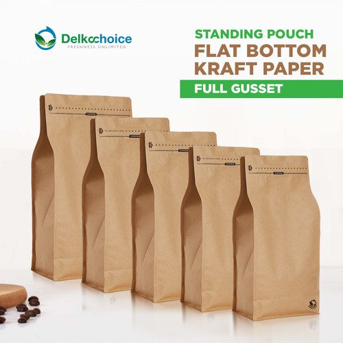 (PACK) Flat Bottom NON VALVE Coffee Bag Plastik Kemasan Biji Kopi Standing Pouch Ziplock Food Grade DELKOCHOICE