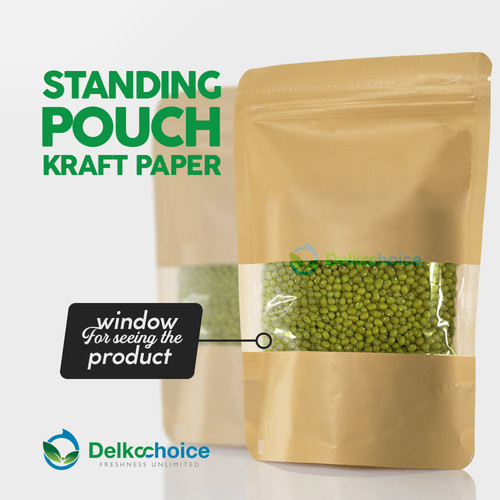 (PACK) Standing Pouch KRAFT PAPER Plastik Klip kemasan Kertas Food Grade Snack Makanan DELKOCHOICE