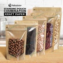 (PACK) Standing Pouch CLEAR KRAFT kemasan Kombinasi Transparan Bening Kertas Food Grade Snack Makanan DELKOCHOICE