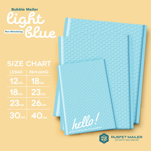 Amplop Bubble SKY BLUE Envelope Bag Security Mailer Kantong Polybubble Packing Paket RUSFET