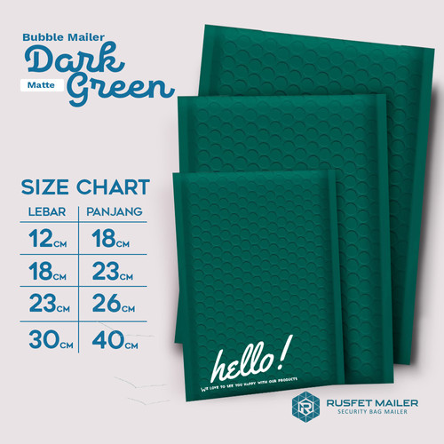 Amplop Bubble DARK GREEN Envelope Bag Security Mailer Kantong Polybubble Packing Paket RUSFET