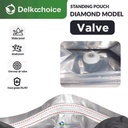 Flat Bottom DIAMOND Valve Standing Pouch Foil Ziplock Kemasan Kopi Coffee Bag DELKOCHOICE