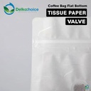 Flat Bottom TISSUE PAPER VALVE Standing Pouch Ziplock Kraft Kertas Coffee Bag Kemasan Kopi DELKOCHOICE