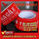 Lakban Packing Fragile merah, putih, Lakban olshop oren, dan hijau