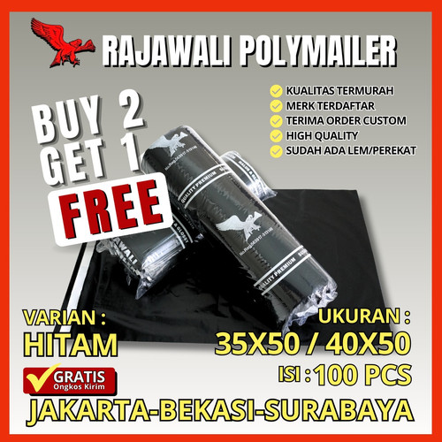 PROMO BELI 2 FREE 1-Plastik Polymailer Warna uk/17/20/35/40 isi100pcs Plastik Packing Online Shop Packing Perekat lem Tebal RAJAWALI