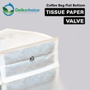 Flat Bottom TISSUE PAPER VALVE Standing Pouch Ziplock Kraft Kertas Coffee Bag Kemasan Kopi DELKOCHOICE