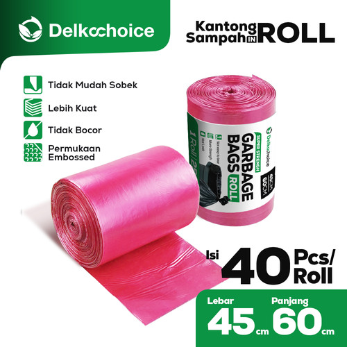 Kantong Plastik Sampah MERAH Red Magenta Trash Bag Warna Premium Virgin Plastic Tebal DELKOCHOICE