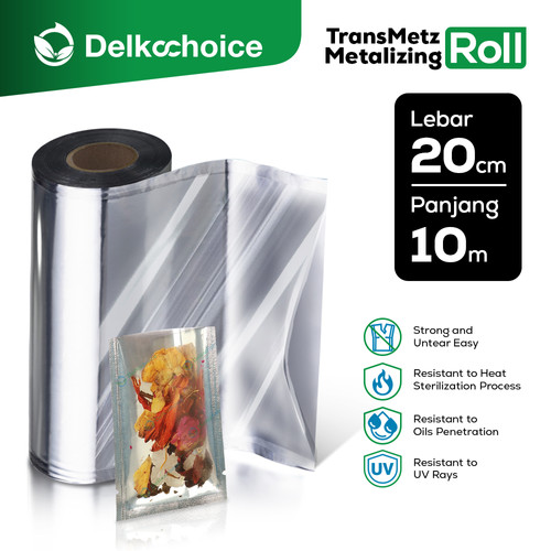 Sachet Roll Transparan Alumunium Metalizing TransMetz Foil Kemasan Saset Food Grade DELKOCHOICE