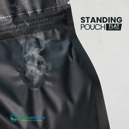 (PACK) Flat Bottom VALVE Coffee Bag Kemasan Biji Kopi Plastik Standing Pouch Ziplock Food Grade DELKOCHOICE