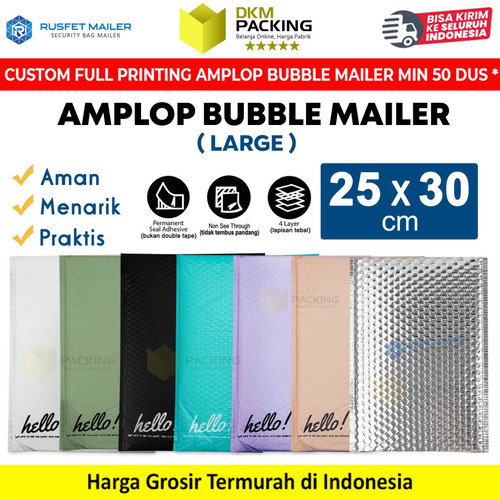 Amplop Bubble Mailer 25 x 30 cm Envelope Bag Bungkus Paket Premium Termurah RUSFET /SATUAN