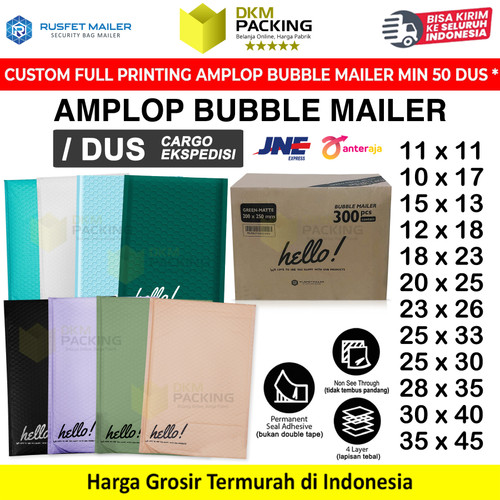 Amplop Bubble Mailer Wrap Envelope Rusfet Premium Termurah / DUS KARGO