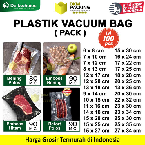 (PACK) Plastik Vacuum Bag POLOS EMBOSS Vacum Vakum Sealer Makanan DELKOCHOICE