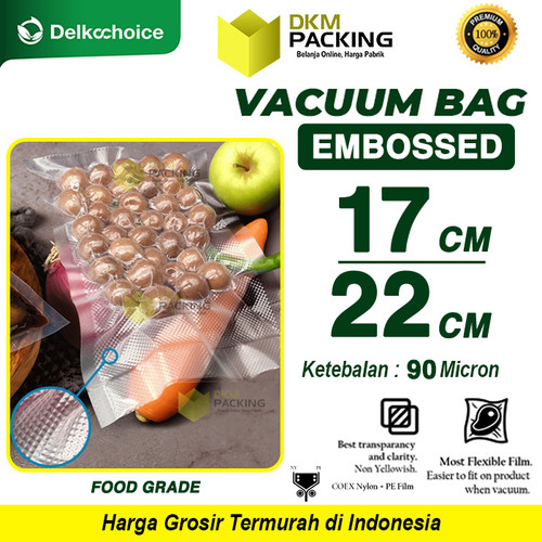Plastik Vacuum Bag 17x22cm EMBOSSED EMBOSS Plastic Kemasan Vakum Sealer Makanan Bintik DELKOCHOICE